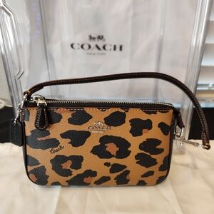 Coach Leopard Print Wristlet in Tan and Black